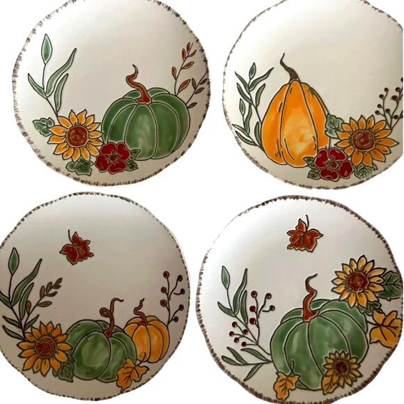 Eli & Ana Pumpkin Appetizer Plates 6in Thanksgiving Fall Harvest Set of 4 New - Picture 12 of 14